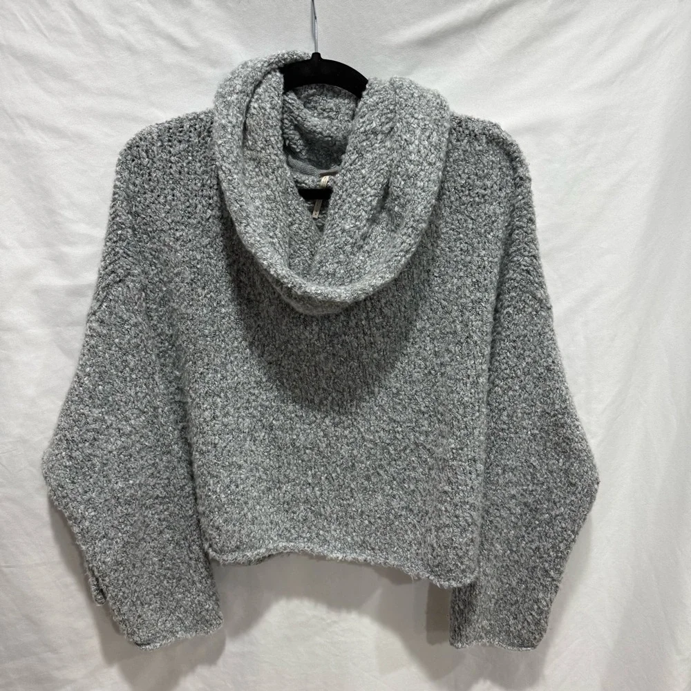 Free People Cozy Cowl Neck Sweater Medium Textured Knit Boho Chic‎ Oversized